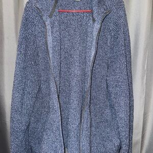Men’s LL Bean 100% organic cotton Cozy Blue Knit Zip-Up Sweater